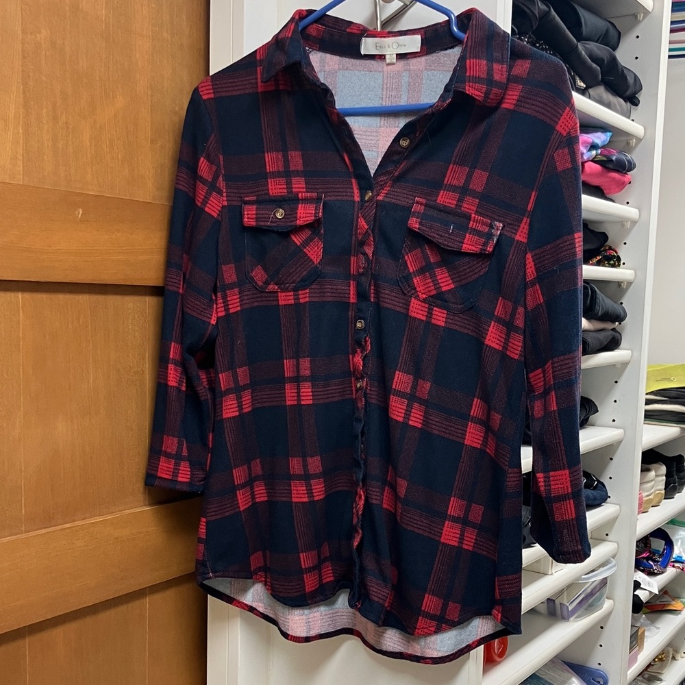 Eden & Olivia Red and Blue Plaid Shirt